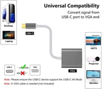 Câble adaptateur USB Type C vers VGA avec conducteur en aluminium, blindage tressé, gaine en PVC - En stock
