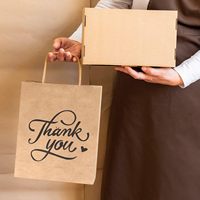 Sacs cadeaux en papier kraft brun naturel avec poignées, en vrac, pour les cadeaux de fête, les courses, le commerce de détail, les mariages