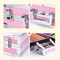 Coffret cadeau pliable en alliage d'aluminium avec dessin animé, costume de peinture pour enfants, 145 pièces, papeterie pour enfants
