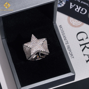 แหวนค็อกเทลทรงดาวห้าแฉกประดับมอสซาไนต์จาก ZUANFA JEWELRY เงินแท้ 925 ชุบโรเดียม ประดับเพชรแบบ Pave Setting เหมาะสำหรับทั้งชายและหญิง ใช้ในงานปาร์ตี้ - Product Image 2