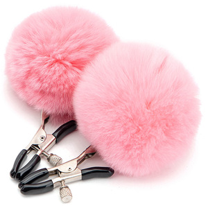 Pinces à tétons rouges en fourrure, jouets de stimulation mammaire pour adultes - Product Image 4