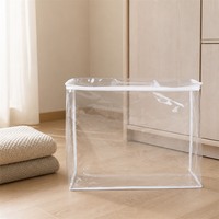 Sac de rangement transparent avec fermeture éclair et poignées en corde