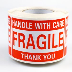 Customized Environmental <strong>Label</strong> Roll Printing With Caution <strong>Fragile</strong> Stickers for Transportation Packaging - Product Image 1