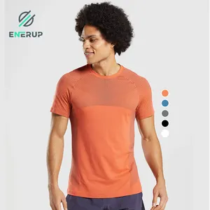 Enerup Custom Solid Mens Active Wear Seamless Short Sleeve T-Shirt Sportswear