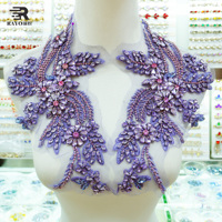Appliques en strass et dentelle en verre cristal à coudre, accessoires pour corsages de robes de mariée, de demoiselles d'honneur et de soirée