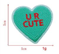 Stock 5cm Fer sur Paillettes Colorées Bord Brodé Coeur Avec Mots Valentine Patch pour Chapeau Sac Décoration