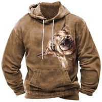Sweat à capuche décontracté pour homme, imprimé numérique 3D, style streetwear, avec poche kangourou