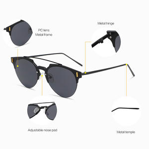 Lunettes de soleil unisexes sans monture en métal, verres PC UV400, couleur or, mode, protection solaire pour la conduite, voyages en plein air - Product Image 5