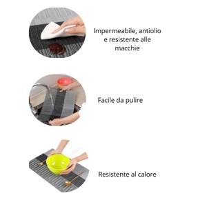 Set di 6 tovagliette 30x45 cm, resistenti al calore, lavabili, antigraffio, dal design elegante, per casa e hotel - Product Image 4