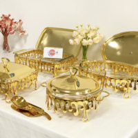 Nouveautés : Réchauds de buffet en acier inoxydable doré avec couvercles en verre pour hôtels, restaurants, mariages et banquets – Parfaits pour la restauration