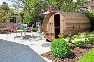 Cabine extérieure en bois massif de cèdre rouge, sauna intérieur humide et sec pour 4 à 6 personnes, relaxation hôtelière avec fonction de vapeur sèche, fabriqué au <span class=keywords><strong>Canada</strong></span> - Product Image 3