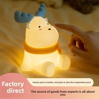 Petite lampe de chevet LED en silicone en forme d'elk avec capteur de mouvement, lampe de table LED intégrée avec batterie, Saint-Valentin, anniversaire