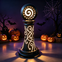 Décoration d'Halloween extérieure, statue de pilier en fibre de verre imperméable, éclairage LED, grand accessoire 3D pour Halloween, décoration de fête