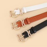 Ceinture vintage en cuir PU avec boucle serpent pour femmes, ceinture jean en pierre fine