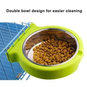 Cage suspendue en acier inoxydable écologique pour animaux de compagnie, mangeoire pour chien avec eau amovible et tasse de coop alimentaire - Product Image 5