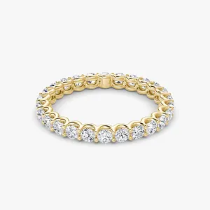 SGARIT Joyería Fina 14K Oro Amarillo Lab Grown Diamond Ring Eternity Band Four Prong Ladies Solitaire Ring con Certificado IGI