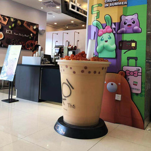 Sculpture en fibre de verre en forme de tasse de bubble tea Jia Hua pour la décoration d'entrée de centre commercial - Product Image 1