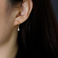 925 Sterling perak anting-anting lingkaran menjuntai kristal CZ zirkon bunga unik 18K lapis emas lucu untuk hadiah pesta pernikahan