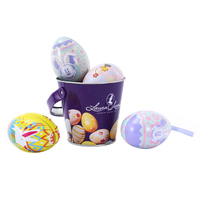 Seau en métal pour œufs de pâques de qualité alimentaire, seau en étain de petite taille pour Cookies au chocolat et bonbons avec poignée, usine de Guangzhou