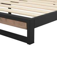 Cadre de lit en métal avec tête de lit en noyer MDF, vente en gros, taille king et queen size, conception populaire, livraison gratuite