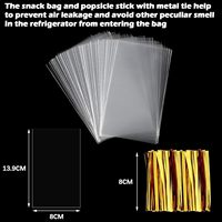 Sac à glace jetable transparent pour sucettes glacées BOPP avec fermeture éclair en matériaux recyclés