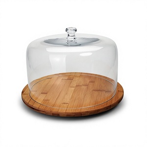 <b>Decorative</b> 2-Tier Round Wood <b>Cake</b> Stand with Glass Dome Eco-Friendly DIY Handmade Oven & Dishwasher Safe Kitchen/Bakery Use - Product Image 4