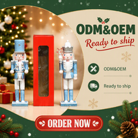 Casse-noix en bois artisanal personnalisé de 30 cm, bleu ciel pailleté, décoration de Noël, cadeau, vente en gros