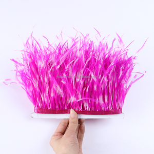 Gran oferta a granel barato 10 -15 cm pluma de avestruz teñida con flecos para coser falda vestido traje de fiesta - Product Image 6