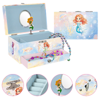 Boîte à bijoux musicale rectangulaire en bois Jakos Mermaid Factory avec poupée sirène pour petite fille, décoration d'intérieur, cadeau de festival, rangement