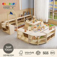 Ensemble de meubles de garderie modernes en bois certifiés sécurité avec rangement pour blocs, idéal pour la crèche, la salle de classe STEM, l'école et l'hôtel