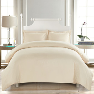 Wholesale Modern Simplicity Elegant <strong>Beige</strong> White Plain Microfiber Soft Hotel Duvet Cover <strong>Sets</strong> Bedroom Plain <strong>Bedding</strong> <strong>Set</strong> - Product Image 3