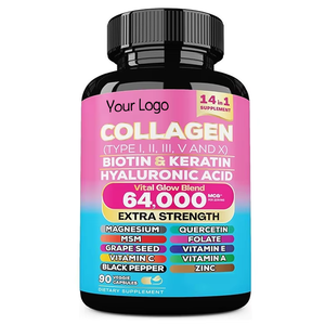 Capsule di Collagene OEM 90 Pezzi, Supporto per Capelli, Unghie e Articolazioni, 64000mcg Vital Glow Blend per Uomini, Integratore 14-in-1 con Biotina - Product Image 2