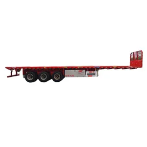 Reboque de caminhão semi-reboque de cama plana de 50 toneladas com 3 eixos para venda