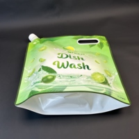 Logo personnalisé 750ml 1000ml 2L 3L 5 litres détergent vaisselle savon nettoyage eau bec poche buse sac avec capuchon