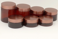 Pots en plastique de stock avec couvercle en plastique bronze brun 100ml 120ml 150ml 200ml pour lotion cosmétique, crème, gommage pour le corps, poudre libre
