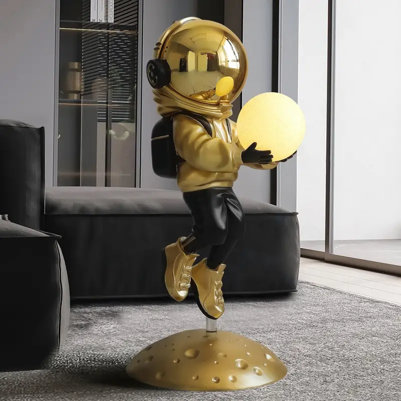 Moderne Astronauta Art Home Decor Hars Mode Geschenk Sculptuur Licht Indoor Vloer Metalen Ambachten Woondecoratie