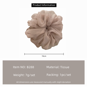 ยางมัดผมผ้าชีฟองเนื้อนุ่ม สีพื้น ผ้าตาข่ายอเนกประสงค์ ยางมัดผมออร์แกนซ่าขนาดใหญ่ สำหรับผู้หญิง - Product Image 5