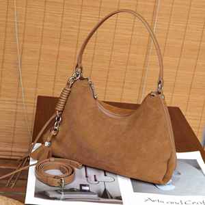 Sac à main en cuir véritable en gros, forme ronde, sac en daim véritable, petit sac fourre-tout rétro, sac bandoulière en cuir véritable, sac tendance pour femme - Product Image 1