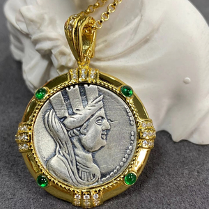 Colliers Pendentifs de Bijoux Fins en Argent Sterling 925 Plaqué Or avec Zircon et Pièces de Monnaie Vintage, Élégants et Délicats, pour Fiançailles, pour Dropshipping - Product Image 1