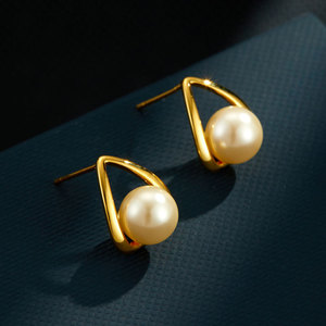 Teardrop Faux Pearl Stud Earrings With S925 Silver Posts For Everyday Wear - Product Image 1