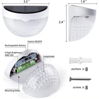 Lampe murale solaire LED demi-cercle à commande manuelle, étanche IP, pour extérieur, cour, clôture, escalier, jardin, balcon, intensité variable, sur batterie