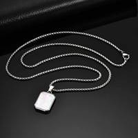 Collier pendentif géométrique carré en acier inoxydable plaqué or unisexe avec pierre naturelle, idéal pour cadeau ou fête - Vente en gros usine