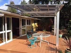 Coperture per Patio in Policarbonato Solido Anti-UV Impermeabile con Struttura in Alluminio, Set di Tende da Sole per Terrazza, Legno Trattato a Pressione Naturale, Garanzia di 10 Anni - Product Image 4