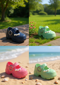 Zoccoli con perle stile Mary Jane, scarpe estive per donne e ragazze, taglia 26, tomaia in plastica morbida e leggera, intersuola in EVA - Product Image 2