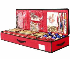 Wrapping <b>Paper</b> <b>Organizer</b> Storage Bag 600D Oxford Christmas <b>Paper</b> Roll Container with Pockets - Product Image 1