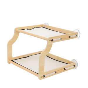 <b>Cat</b> Bed Solid Wood Suction Cup Wall Mount Double Layer Mesh Pet Hammock For <b>Cats</b> All Seasons - Product Image 2