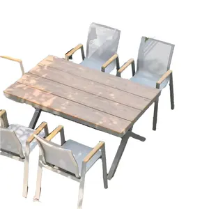 Outdoor Aluminum table with waterproof patio furniture outdoor hotel resort leisure garden dinner sets