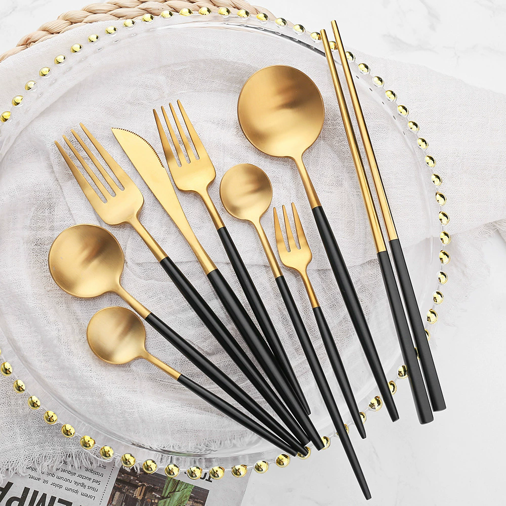 304 Stainless Steel Tableware Western Dinner Knife, Fork and Spoon Set Household Food Tableware Set
