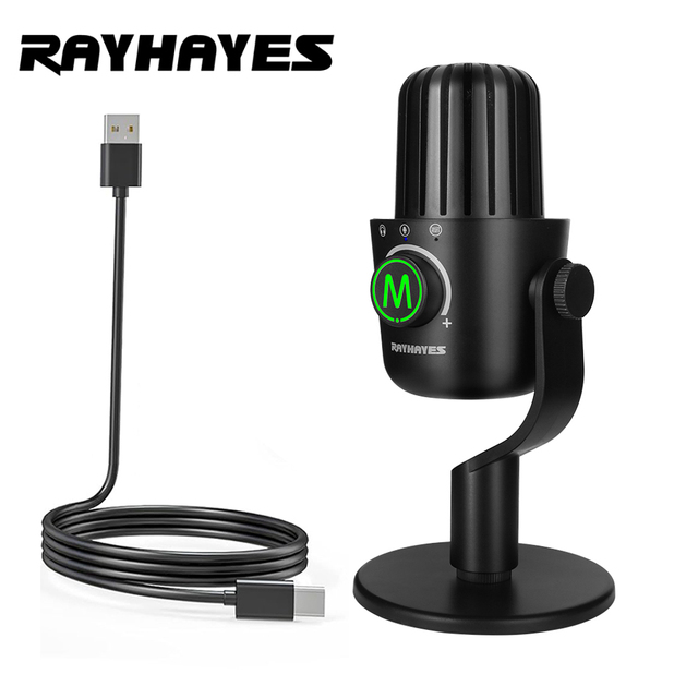 RAYHAYES JI-MV2 Dynamic Microphone Podcast Mic Dynamic Mic USB Mic for Live Streaming Podcasting