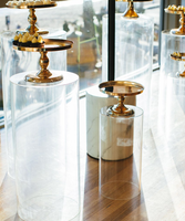 Vente en gros de présentoirs sur pied cylindriques en acrylique, modernes et simples, ensemble de présentoirs ronds pour gâteau pour mariage